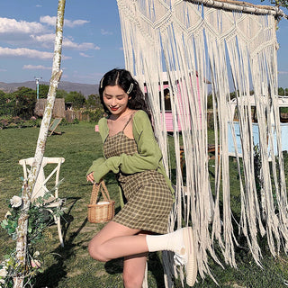 Spring dress Koreastyle versatile avocado fruit green dress ALODIA STORE