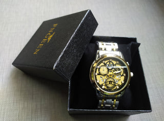 Watch Men Skeleton Automatic quartz Watch Gold Skeleton Vintage Man Watchwrist watches for men ALODIA STORE