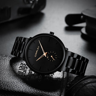 CRRJU Mens Watches Stainless Steel Men's Wrist Watch Casual Luxury Waterproof Sport Watch for Men Quartz Watch Relogio Masculino ALODIA STORE