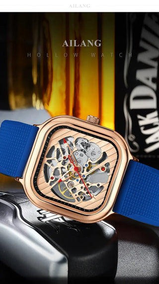 AILANG Men's Watch Top Brand Luxury Watch Men's Mechanical Silicone Strap Waterproof Watch Men's Hollow Reloj Hombre 2020 New ALODIA STORE
