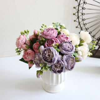 Artificial Flowers Peony Bouquet Silk Rose Vase for Home Decor Garden Wedding Decorative Fake Plants Christmas Garland Material ALODIA STORE