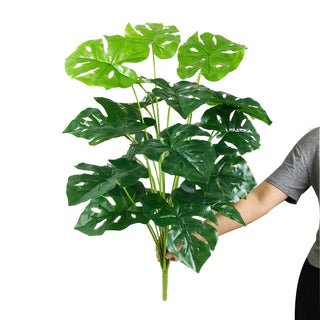 75cm 24Fork Fake Plants Large Artificial Monstera Tree Branch Plastic Tropical Palm False Turtle Leaf For Home Garden Room Decor ALODIA STORE