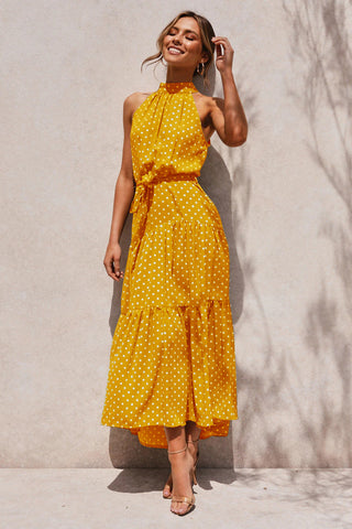 Summer Long Dress Polka Dot Casual Dresses Black Sexy Halter Strapless New 2023 ALODIA STORE