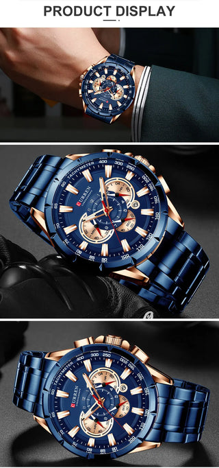 Curren Men’s Watches Top Brand Luxury Chronograph Quartz Men Watch Waterproof Sport Wrist Watch Men Stainless Steel Male Clock ALODIA STORE