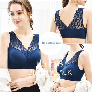 (35-100kg) Sexy Lace Free Wire Underwear Women Push Up Bra with Pad Kpop Fashion Cozy Chest Wrap Undies Lingerie Female Crop Top ALODIA STORE