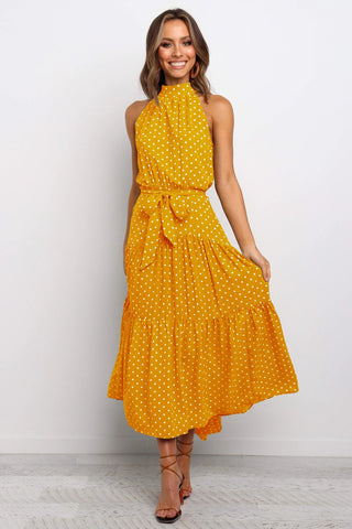 Summer Long Dress Polka Dot Casual Dresses Black Sexy Halter Strapless New 2023 ALODIA STORE