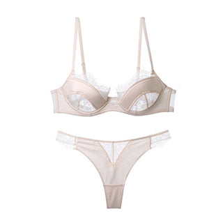 CINOON Sexy Eyelash Lace Bra Set Women Lingerie French Embroidery Bralette Push Up Brassiere Female Underwear Bra and Panty Set ALODIA STORE
