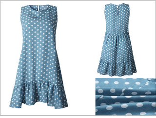 Summer dress Polka Dot Sleeveless Beach Mini Dress ALODIA STORE