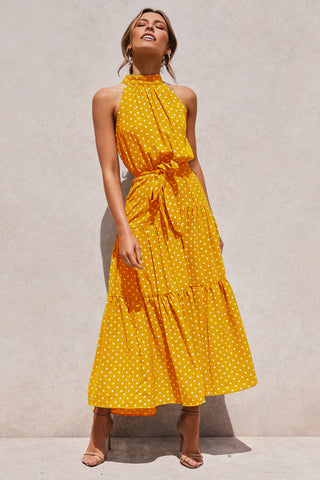 Summer Long Dress Polka Dot Casual Dresses Black Sexy Halter Strapless New 2023 ALODIA STORE