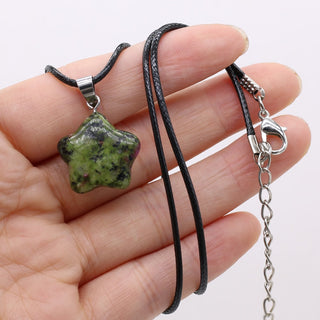 40cm Natural Five-pointed Star Shape Agates Tiger Eye Clear Quartzs Stone Pendant Necklace for Women Jewelry Gift Size 20x20mm ALODIA STORE