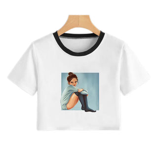 Summer Fashion Harajuku Sexy Tank Crop Top White Femme Clothes Women Cute Flower Season Girl Printed Croptop Short Sleeve ALODIA STORE