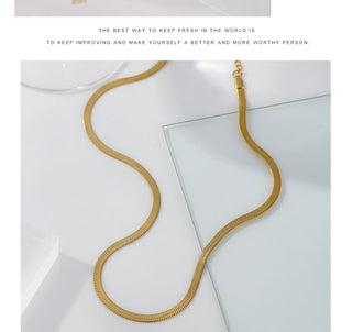 Yhpup Charm New Geometric Snake Chain Necklace Trendy Stainless Steel Jewelry Golden Metal Texture брелок Women Waterproof Gift ALODIA STORE