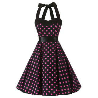 Women Red Cherry Party Dress Vintage 50s Rockabilly Hepburn Dress 2023 Elegant Summer Strapless Swing Retro Halter Pin up Dress ALODIA STORE