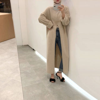 2023 Korean Style Turtleneck Long fall winter Sweater Dress Side split Female Pullover mujer sueteres ALODIA STORE