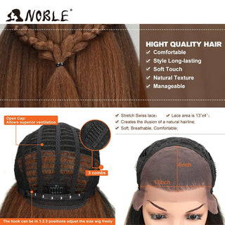 Noble Synthetic Lace Front Wig Long Kinky Straight Baby Hair 26 Inch Wigs For Black Women 0mbre wig Lace Front Synthetic Wigs ALODIA STORE