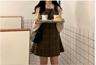 Plaid Button Shirt Dress ALODIA STORE