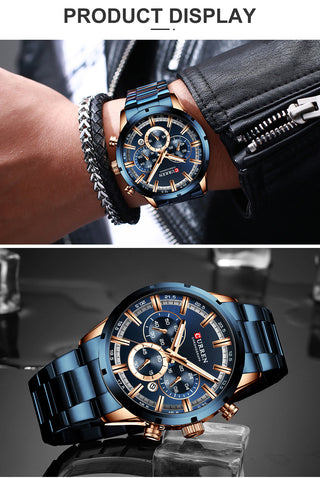 CURREN Men Watch Top Brand Luxury Sports Quartz Mens Watches Full Steel Waterproof Chronograph Wristwatch Men Relogio Masculino ALODIA STORE
