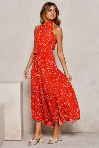 Summer Long Dress Polka Dot Casual Dresses Black Sexy Halter Strapless New 2023 ALODIA STORE