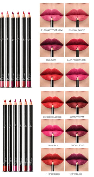 6 12Pcs/Set Waterproof Pencil Lipstick Set Pen Matte Lip Liner Long Lasting Makeup Pens Easy to Wear Non-stick Cup карандаш для ALODIA STORE