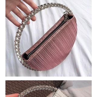 Luxury Colored Diamond Half Moon Women Purses and Handbags Evening Bag Serpentine Designer Party Clutch Bag Chic Wedding Bag ALODIA STORE