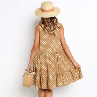 Summer dress Polka Dot Sleeveless Beach Mini Dress ALODIA STORE