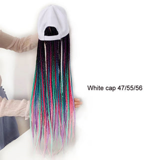 Box Braids Baseball Cap Wig 24inch Long Synthetic Braid Wigs Hat with Braiding Hair Extensions For Black Women Adjustable Size ALODIA STORE