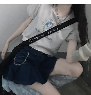 Women Teenage Kawaii Girl Crop Top T Shirt Korean Style Tshirt Short Tee Fairy Core Clothes Cute Fairycore Clothing Croptop ALODIA STORE