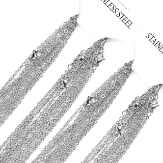LUXUKISSKIDS Stainless Steel Necklace Chains Woman 10pcs/lot Bulk Wholesale DIY Rolo 2mm Chain No Fade Choker For Jewelry Making ALODIA STORE