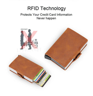 Credit Card Holder Wallet Leather Metal Aluminum ALODIA STORE