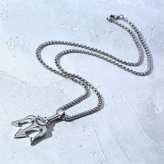 Necklace Man,Neptune Trident Pendant Necklace, Stainless Steel Men Statement Necklaces Sea Lover Gift ALODIA STORE