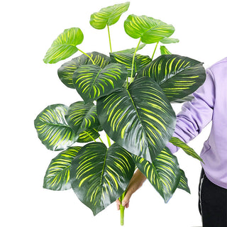 75cm 24Fork Fake Plants Large Artificial Monstera Tree Branch Plastic Tropical Palm False Turtle Leaf For Home Garden Room Decor ALODIA STORE