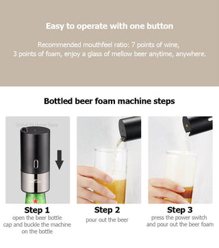 Portable Electric Beer Dispensers 40000 Times/s Ultrasonic Vibration Special Purpose For Bottled &amp; Canned Beer Foam Machine ALODIA STORE