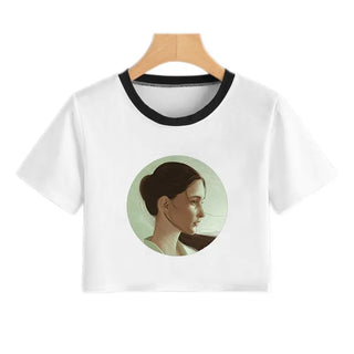 Summer Fashion Harajuku Sexy Tank Crop Top White Femme Clothes Women Cute Flower Season Girl Printed Croptop Short Sleeve ALODIA STORE