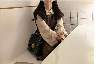 Plaid Button Shirt Dress ALODIA STORE