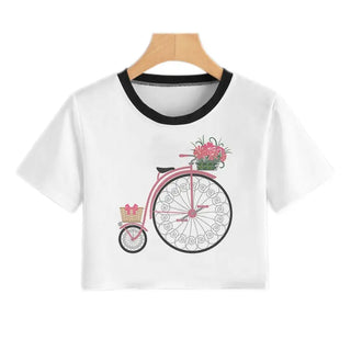 Summer fashion Harajuku Sexy tank Crop Top White T Shirt Clothes Women Cute Korean Style Graphic printed Croptop Short sleeve ALODIA STORE