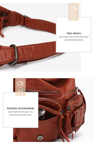 CEZIRA Large Soft Casual Women Bags Functional Girl School Backpack PU Leather Bag Ladies Multi Pockets Messenger&amp;Shoulder Bag ALODIA STORE