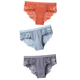 3 Pcs Cotton Panties Sexy Panty Briefs Lace Panties Women Underwear Lingerie Panties for Female Ladies Floral Pantys Underpants ALODIA STORE