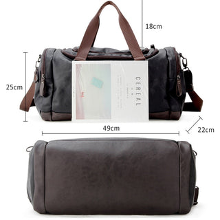 Casual Travel Duffel Bag PU Leather Men Handbags Big Large Capacity Travel Bags Black Mens Messenger Bag Tote ALODIA STORE