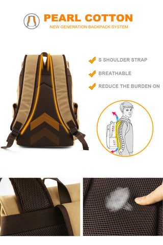 Backpack Unisex Vintage Casual Rucksack 17inch Laptop Backpack W/ USB Charging Port Schoolbag Student Mochia ALODIA STORE