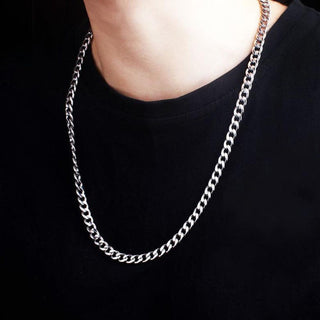 Stainless Steel Chain Necklace Long Hip Hop for Women Men on The Neck Fashion Jewelry Gift Accessories Silver Color Choker ALODIA STORE
