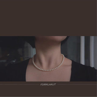 Vintage Style Simple 6MM Pearl Chain Choker Necklace For Women Wedding Love Shell Pendant Necklace Fashion Jewelry Wholesale ALODIA STORE