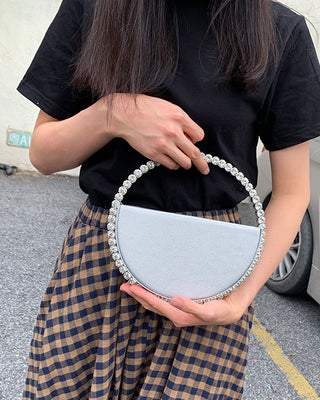 Luxury Colored Diamond Half Moon Women Purses and Handbags Evening Bag Serpentine Designer Party Clutch Bag Chic Wedding Bag ALODIA STORE