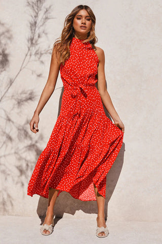 Summer Long Dress Polka Dot Casual Dresses Black Sexy Halter Strapless New 2023 ALODIA STORE