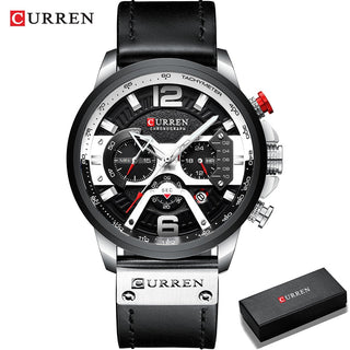 CURREN Casual Sport Watches for Men Top Brand Luxury Military Leather Wrist Watch Man Clock Fashion Chronograph Wristwatch ALODIA STORE