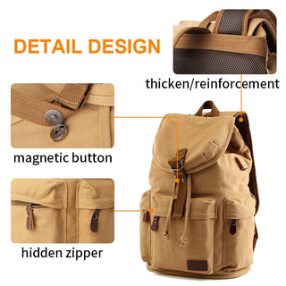 Backpack Unisex Vintage Casual Rucksack 17inch Laptop Backpack W/ USB Charging Port Schoolbag Student Mochia ALODIA STORE