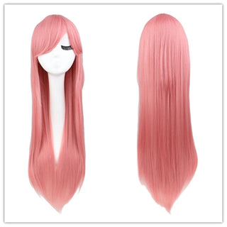 QQXCAIW Long Straight Cosplay Wig Black Purple Pink Blue Sliver Gray Blonde White Orange Brown Synthetic Hair Wigs ALODIA STORE