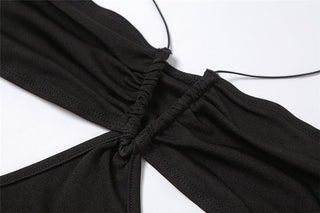 Cryptographic 2023 Summer Spaghetti Strap Halter Sexy Backless Maxi Dress Elegant Bandage Sleeveless Club Party Dresses Bodycon ALODIA STORE