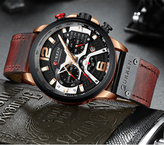 CURREN Casual Sport Watches for Men Top Brand Luxury Military Leather Wrist Watch Man Clock Fashion Chronograph Wristwatch ALODIA STORE