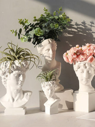 Nordic Creative Portrait Vase Human Head Resin David Medici Venus Statue Modern Nordic Decoration Decoration Home Decoration ALODIA STORE