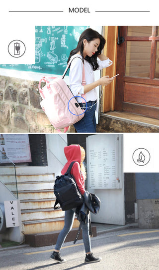 Waterproof Stylish Laptop Backpack Women 13.3 14 15.6 inch Korean Fashion Oxford Canvas USB College Backpack Bag Female Mochila ALODIA STORE